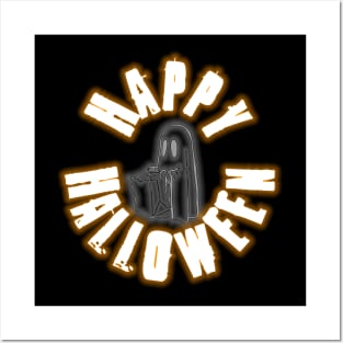 Happy Halloween Ghost by Basement Mastermind Posters and Art